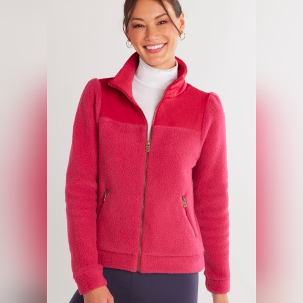 Dudley Stephens Quincy Jacket in Sherpa Fleece (Berry) - Large